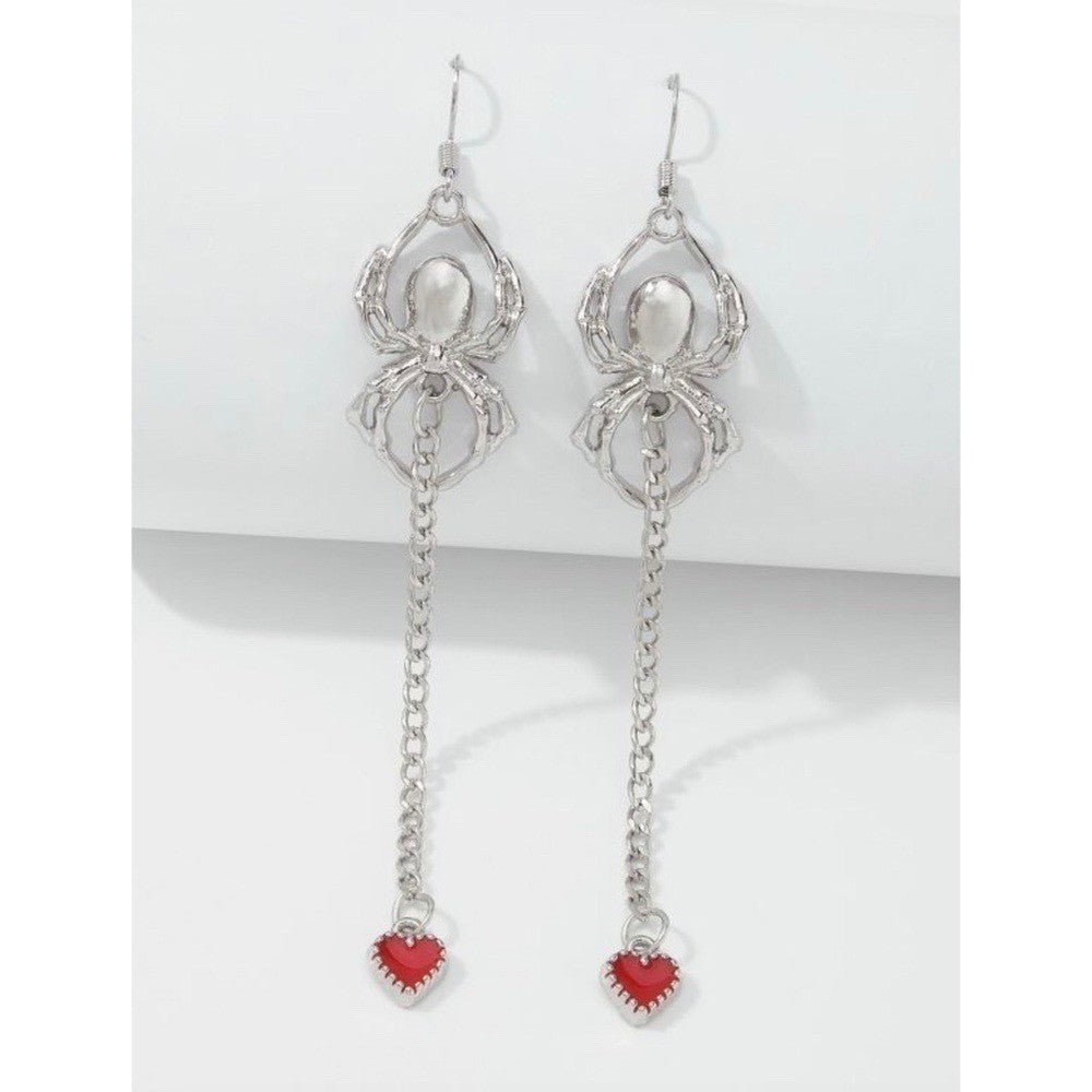 NEW!! Spider Spooky Halloween Drop Earrings Dangling Hearts Scary Whimsygoth