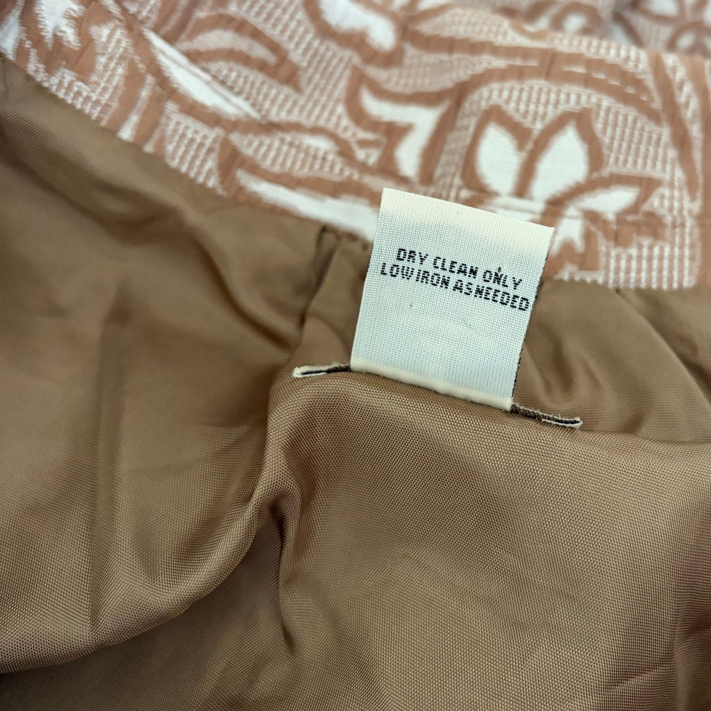 Anthropologie ELEVENSES Floral Jacquard Peplum Blazer Jacket Cream Tan Size 8