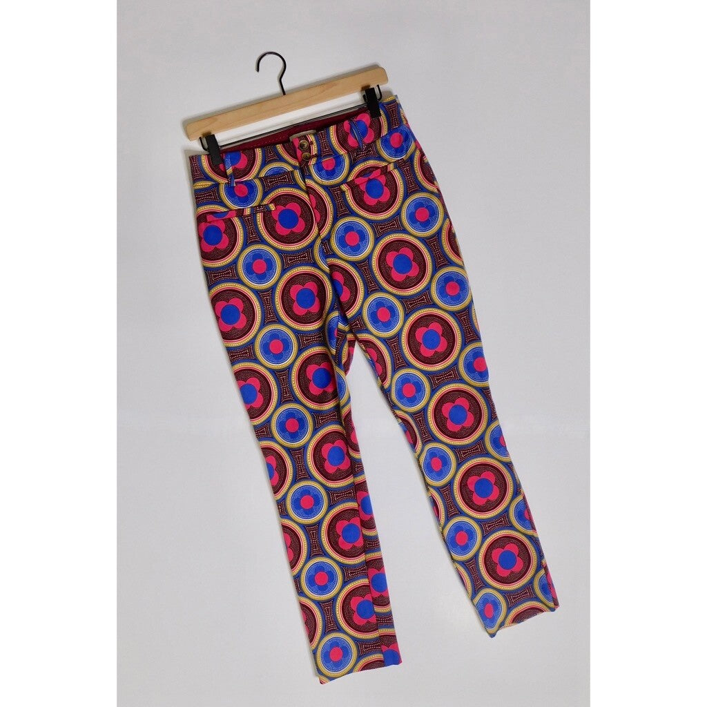 ANTHROPOLOGIE The Slim Trousers Pants Retro Floral Cropped Bright Size 4