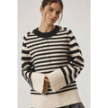 Anthropologie MAEVE The Chandler Crew Neck Relaxed Sweater Striped Gray Medium