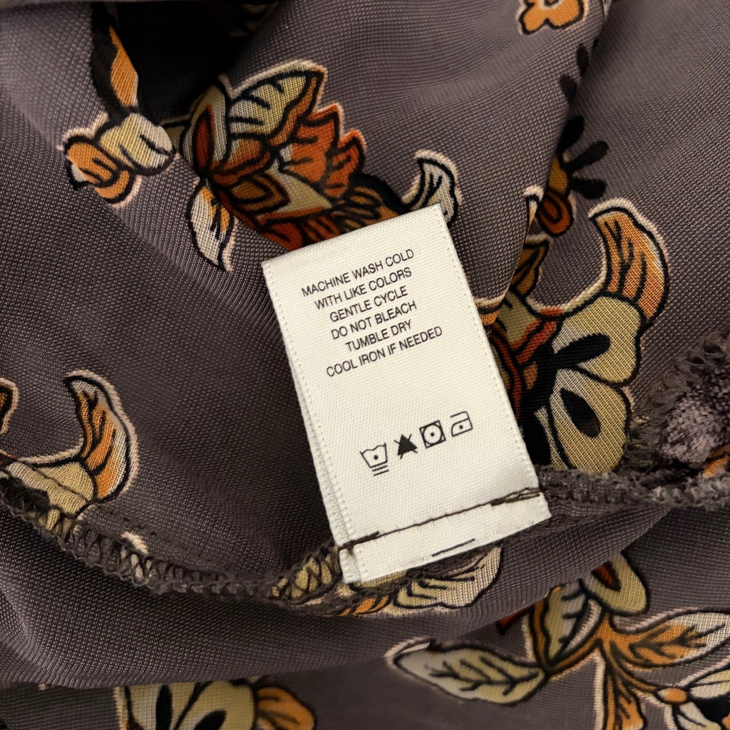 JOHN MARK Floral Velvet Burnout Animal Bell Sleeve Blouse Top Tie Waist Large