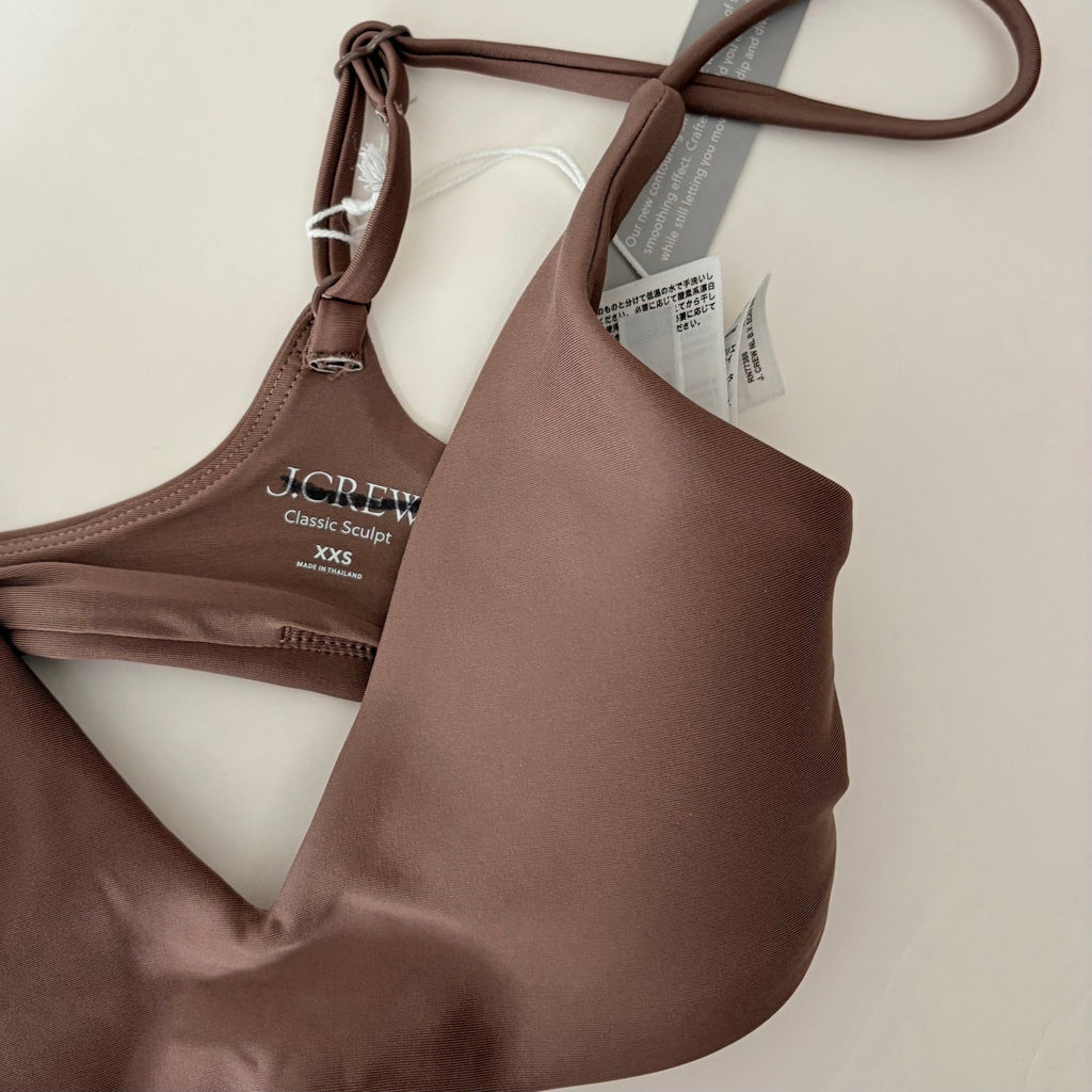 NEW!! J. CREW Lana Bikini Top Classic Sculpt Smoky Willow Wood Beach XX-Small