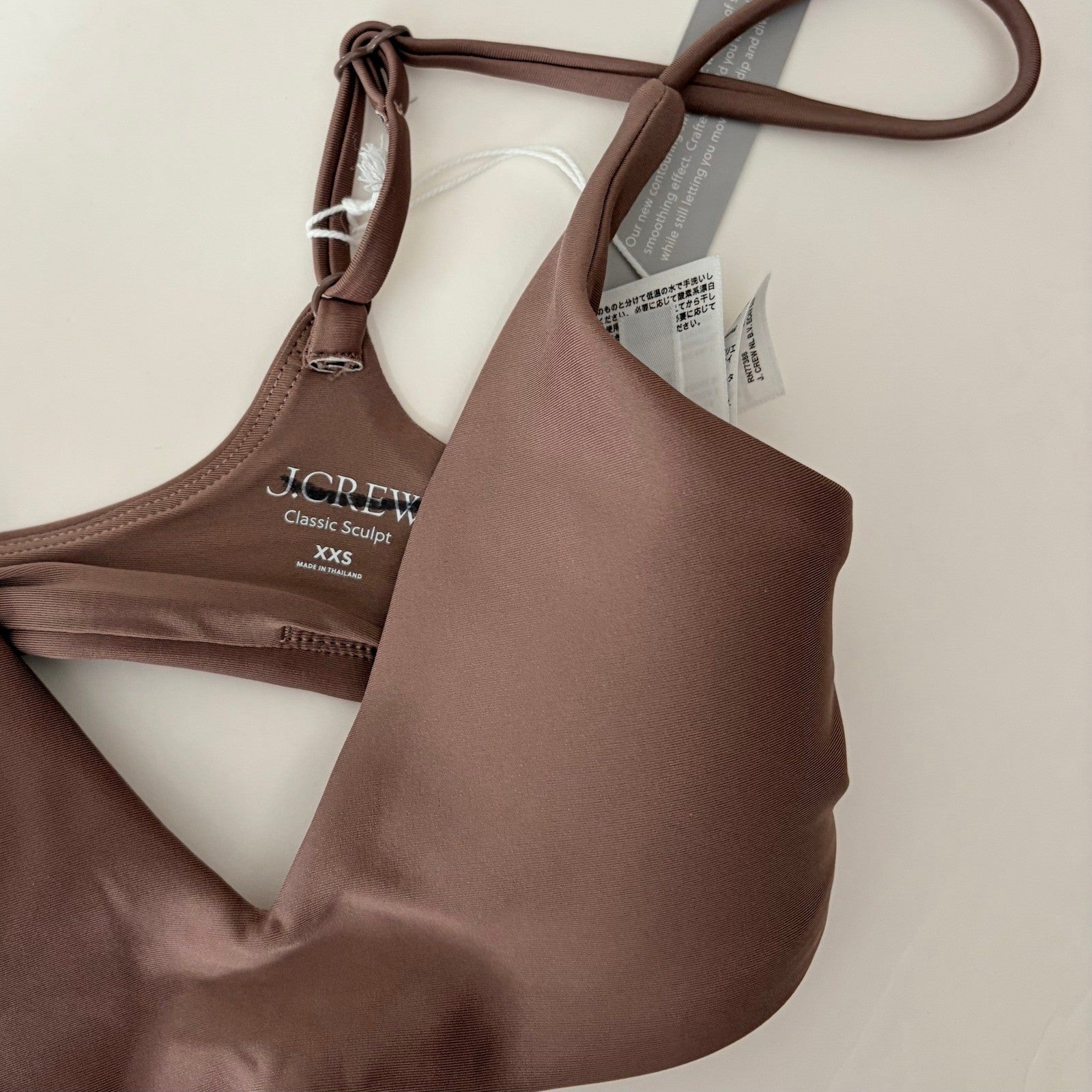 NEW!! J. CREW Lana Bikini Top Classic Sculpt Smoky Willow Wood Beach XX-Small