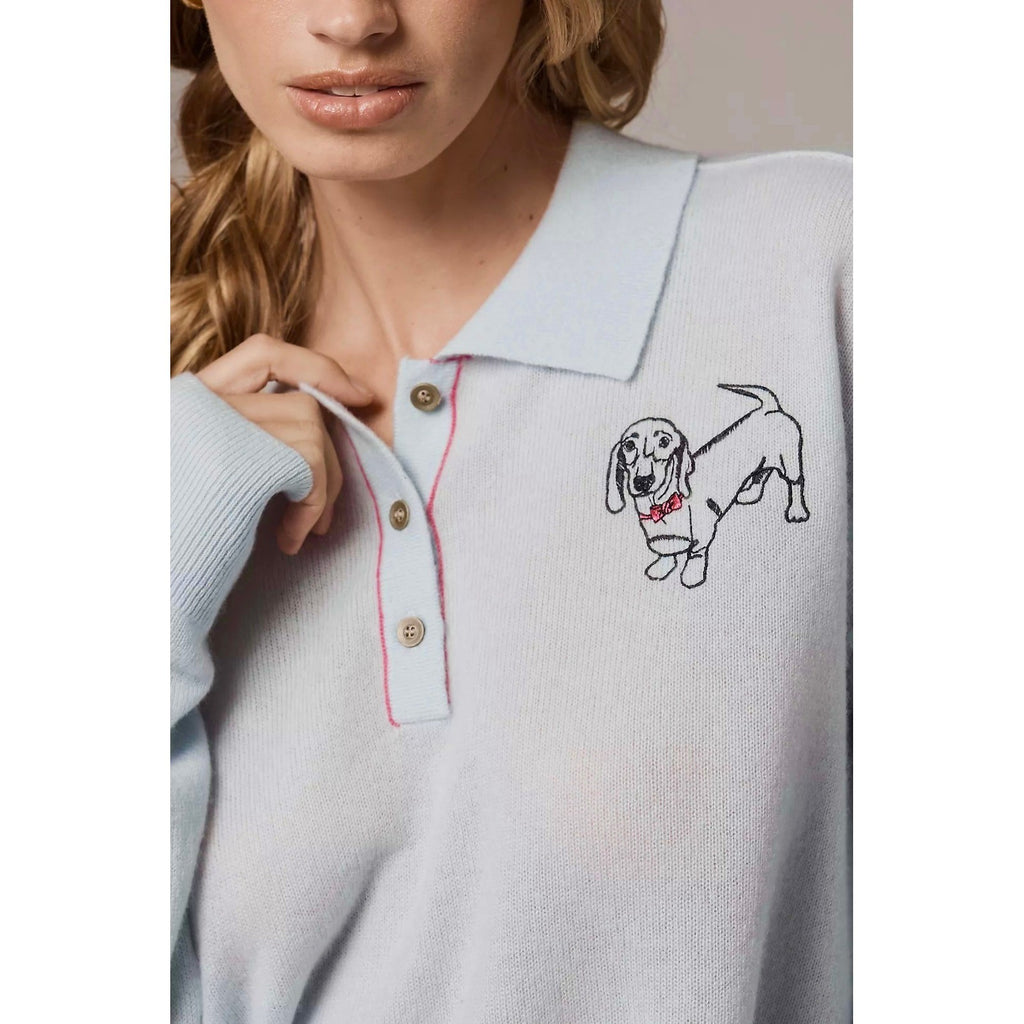 Anthropologie PILCRO The Jensen Cashmere Crop Polo Sweater Soft Sea Dog X-Small