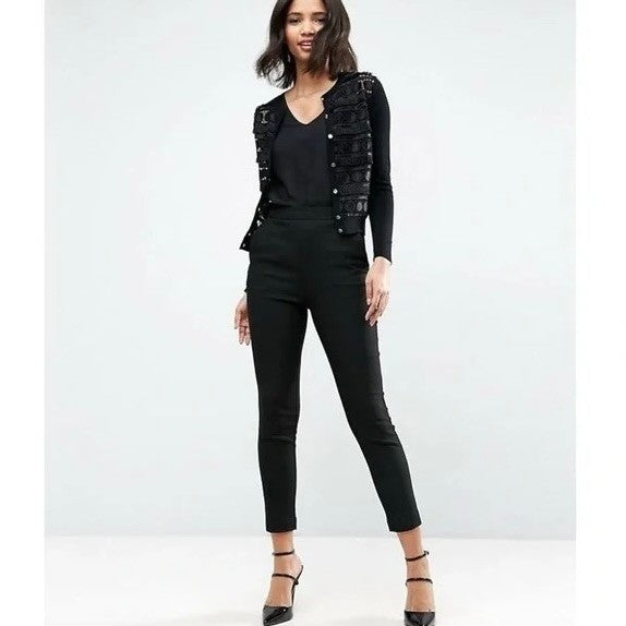 NWT!! TED BAKER London Ellenii Circle Fringe Lace Knit Cardigan Black Size 5 XL