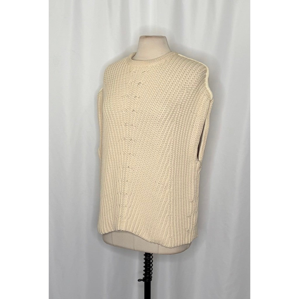 RAG & BONE Shane Sweater Vest Ivory Light Dove Sleeveless Cream Knit Small
