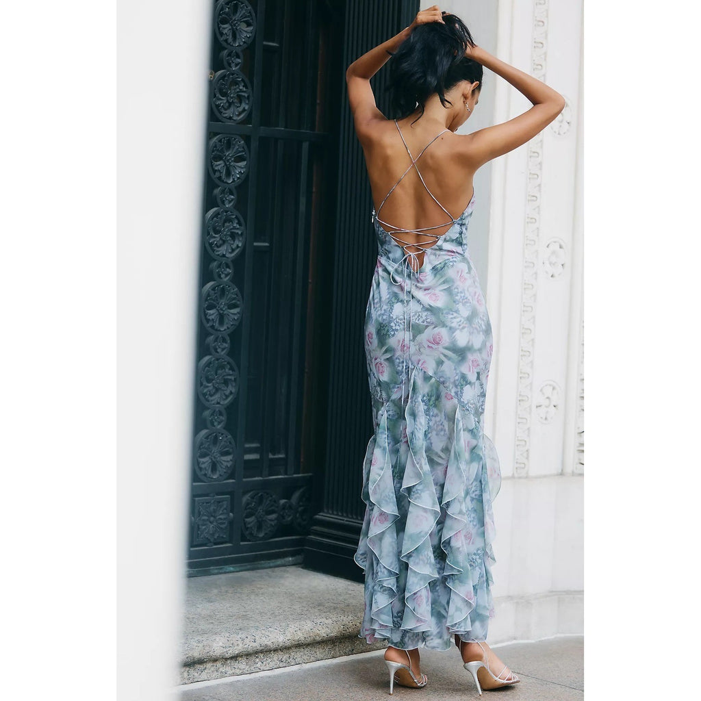 NWT!! Anthropologie FOR LOVE & LEMONS Elea Floral Ruffle Maxi Dress Medium