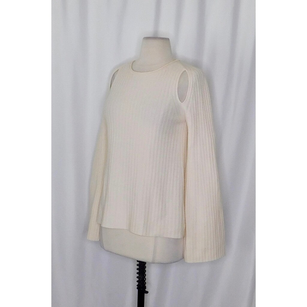 VINCE Cashmere Ribbed Cutout Slit Shoulder Pullover Flare Sleeves Knitwear Small