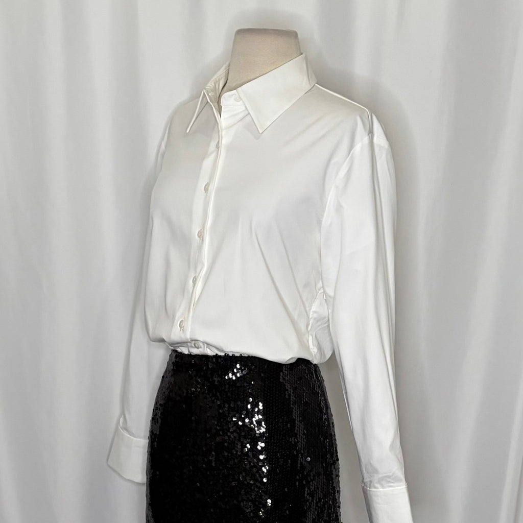 Anthropologie MARE MARE Buttondown Sequin Twofer Dress Black White X-Small