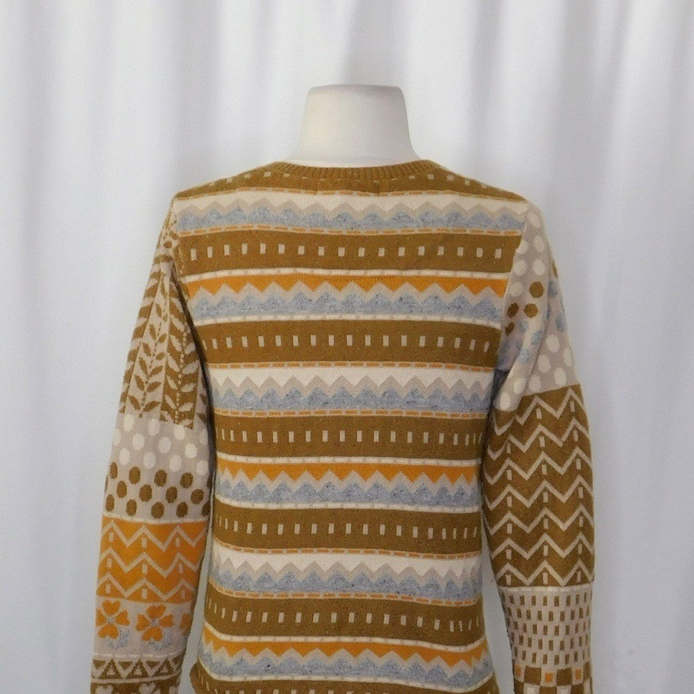 GUDRUN SJODEN Floral Patchwork Cardigan Sweater Wool Buttons Retro X-Small