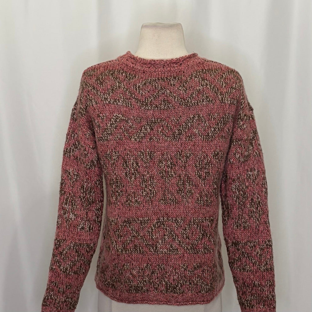 SUNDANCE Marled Roll Neck Sweater Wool Mohair Pink Green Pullover Knit Small