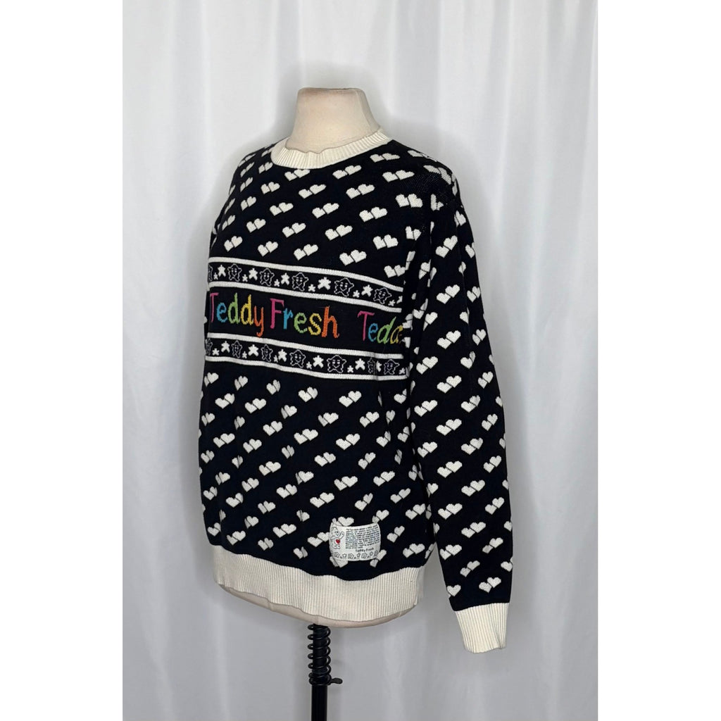 TEDDY FRESH x Care Bears Collab Sweater Hearts Pullover Knit Rainbow Large