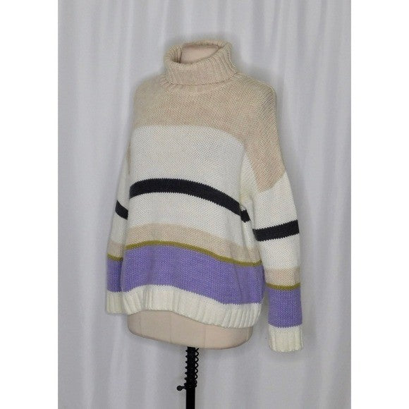 Anthropologie ALDOMARTINS Striped Turtleneck Sweater Aldo Martins Wool Small