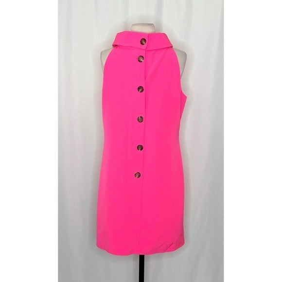 SAIL TO SABLE Hydra Hot Pink Cowl Portrait Neck Shift Dress Barbiecore Medium