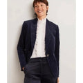 BODEN Navy Blue Corduroy Blazer Jacket Single Button Flap Pockets Preppy Size 10