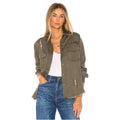 RAILS Loren Olive Lightning Bolts Buttondown Military Style Jacket Top Medium
