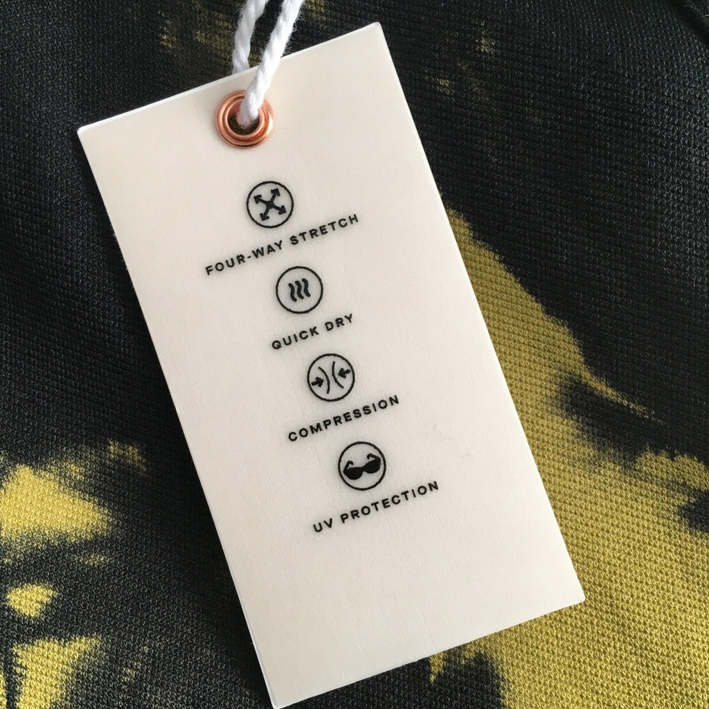 NWT!! GOOD AMERICAN Black & Yellow Tie Dye Seamless Leggings 00 0 X-Small