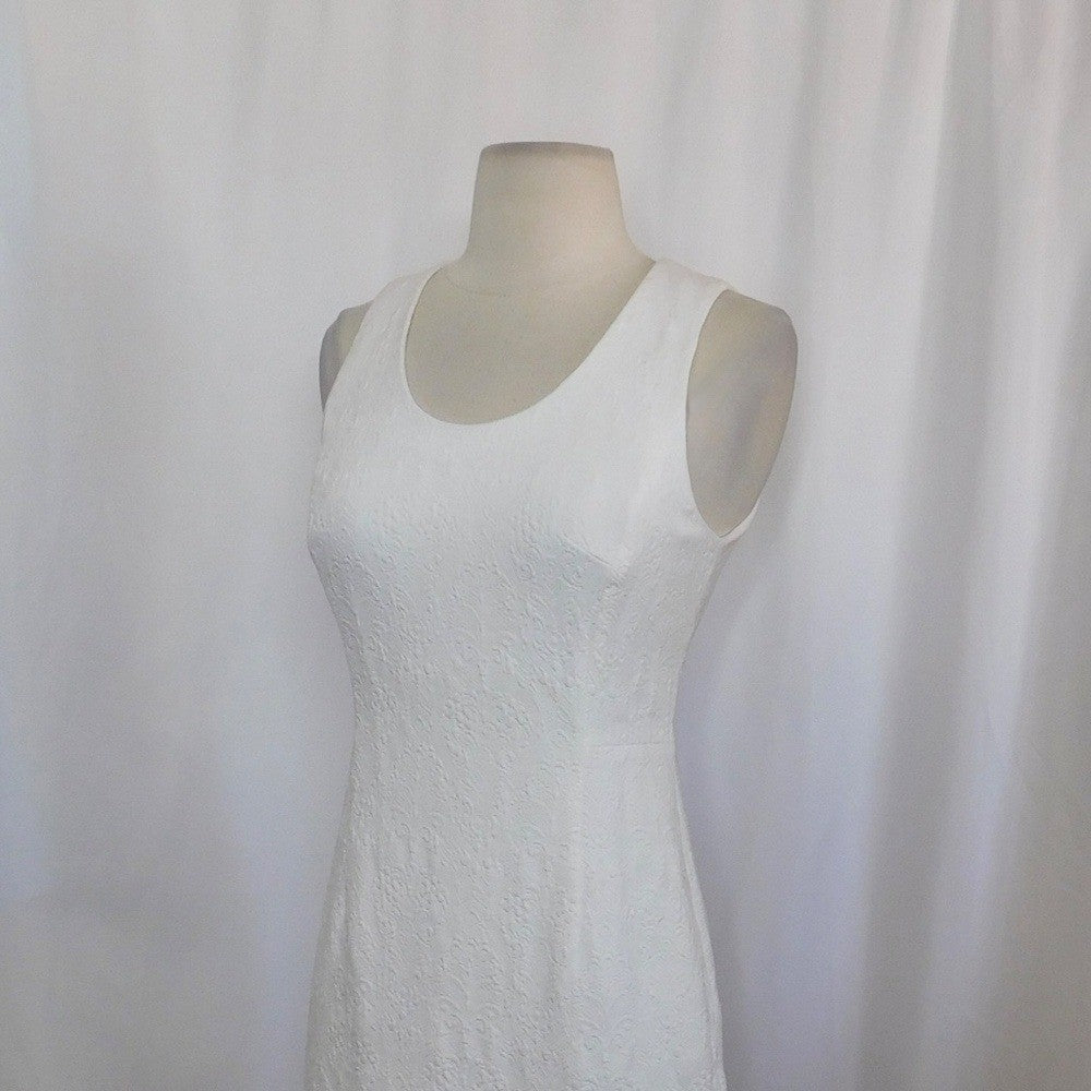 REBECCA TAYLOR Matelasse White Jacquard Lace Shift Dress Bridal Wedding Size 2