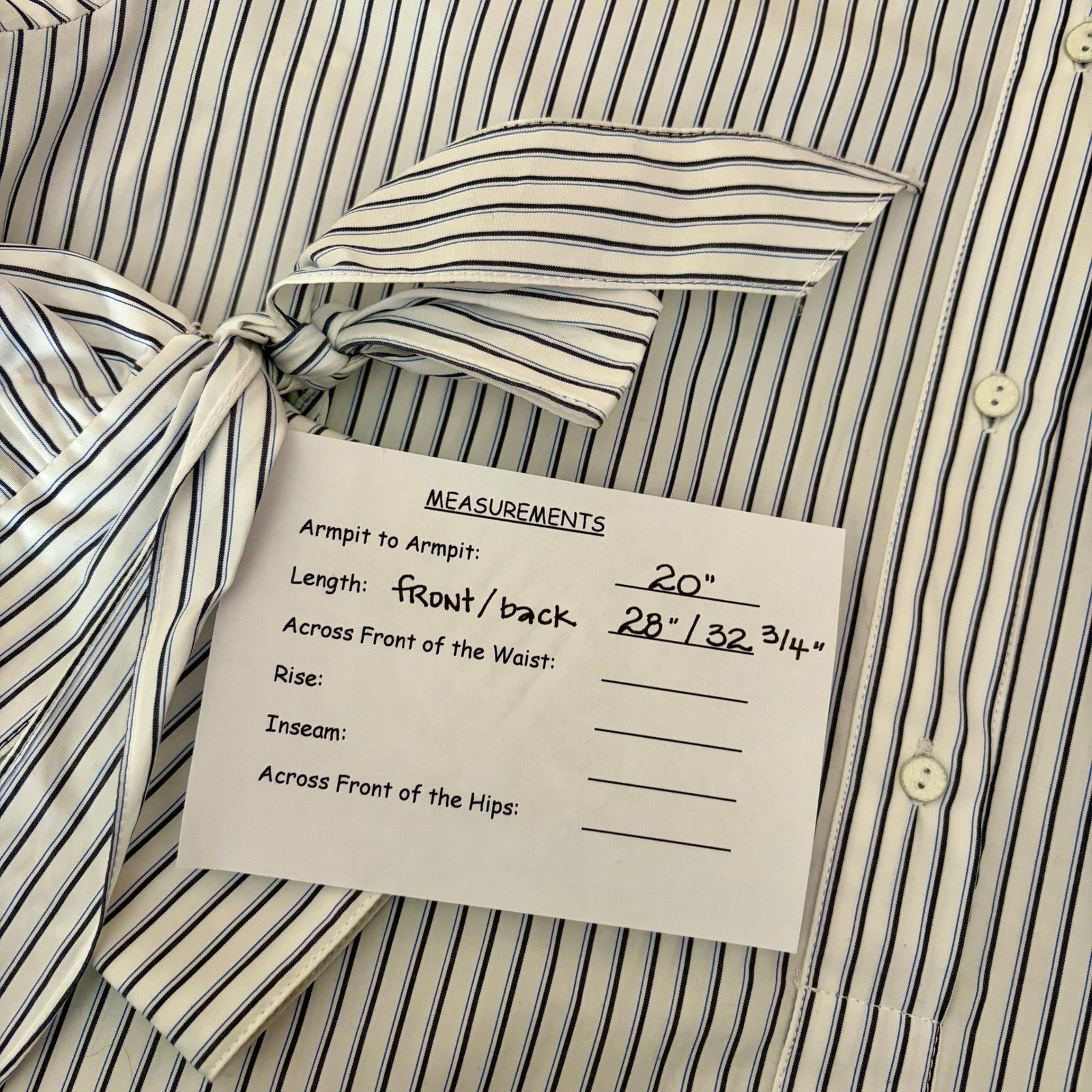 RAG & BONE Dylan Silk Tie Sleeve Striped Blouse Blue White Popover Poplin Small