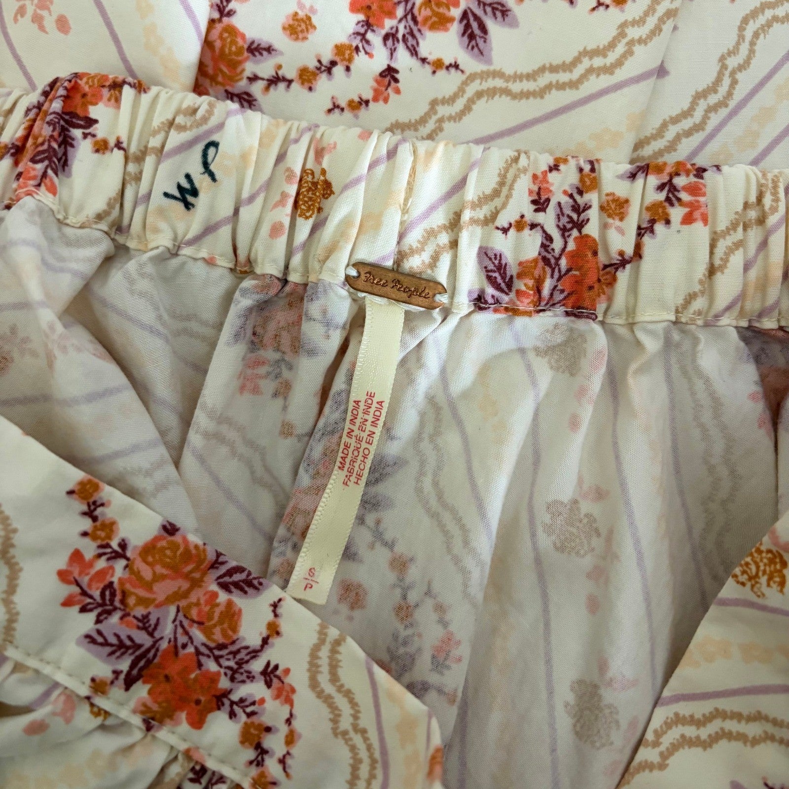 FREE PEOPLE Gaia Floral Printed Skirt Mini Ivory Combo Pockets Poplin Small