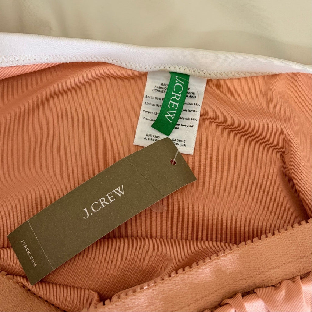 NWT!! J. CREW Squareneck One Piece Swimsuit Solid Natural Vacation Size 14