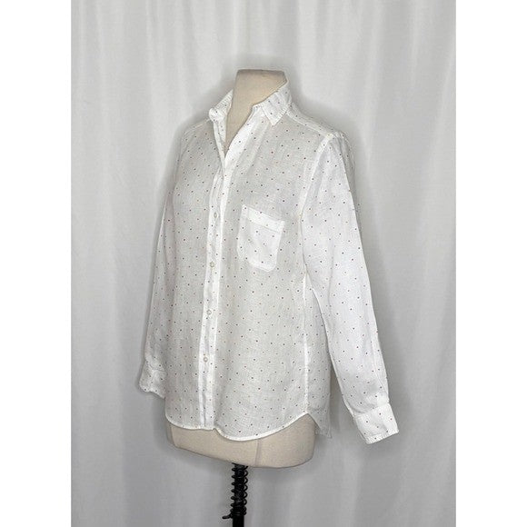 GRAYSON The Hero Linen Heart Print Buttondown Shirt Top Hearts Size 01 X-Small