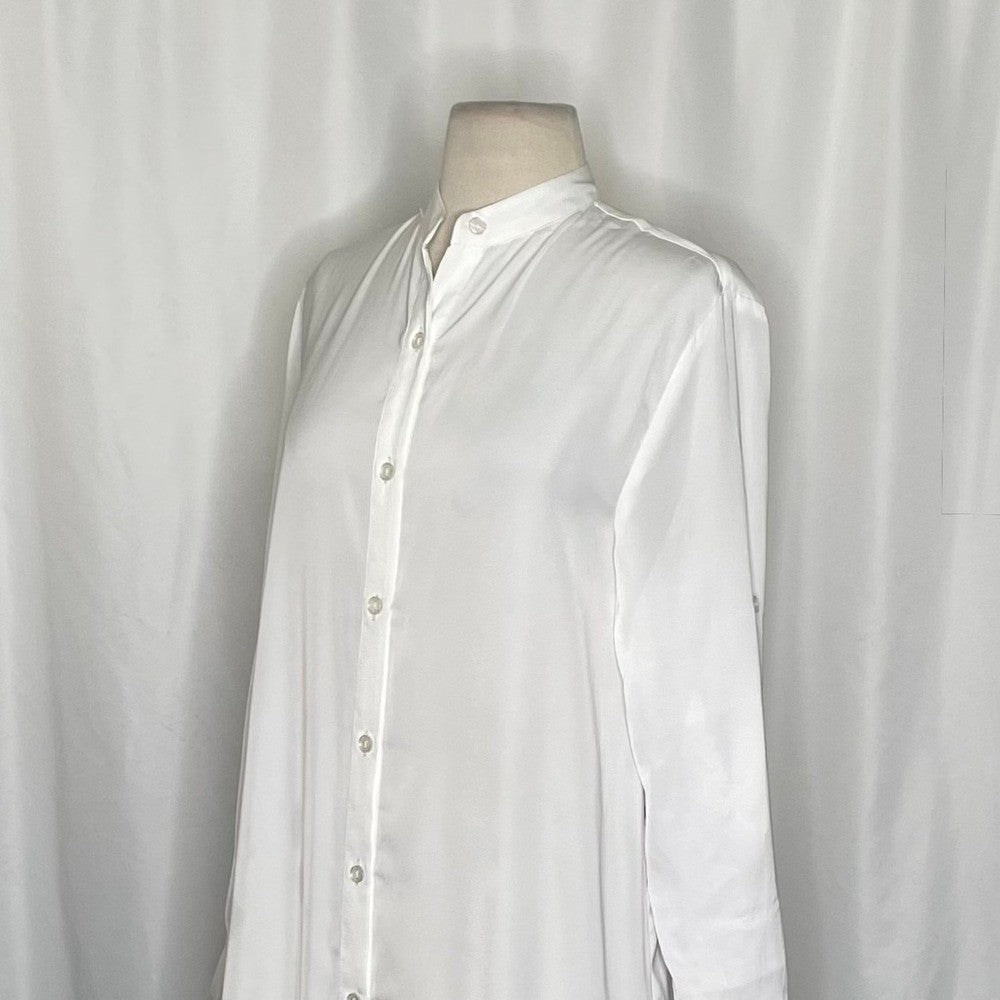 SUMMERSALT The Silky Luxe Short Effortless Shirtdress Cover-Up Solid White XS