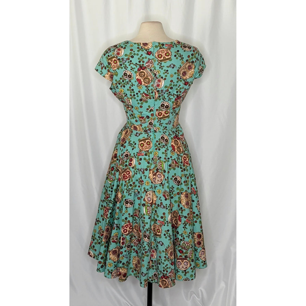 HELL BUNNY Sasha Sugar Skull Dress Dia De Los Muertos Rockabilly Retro Large