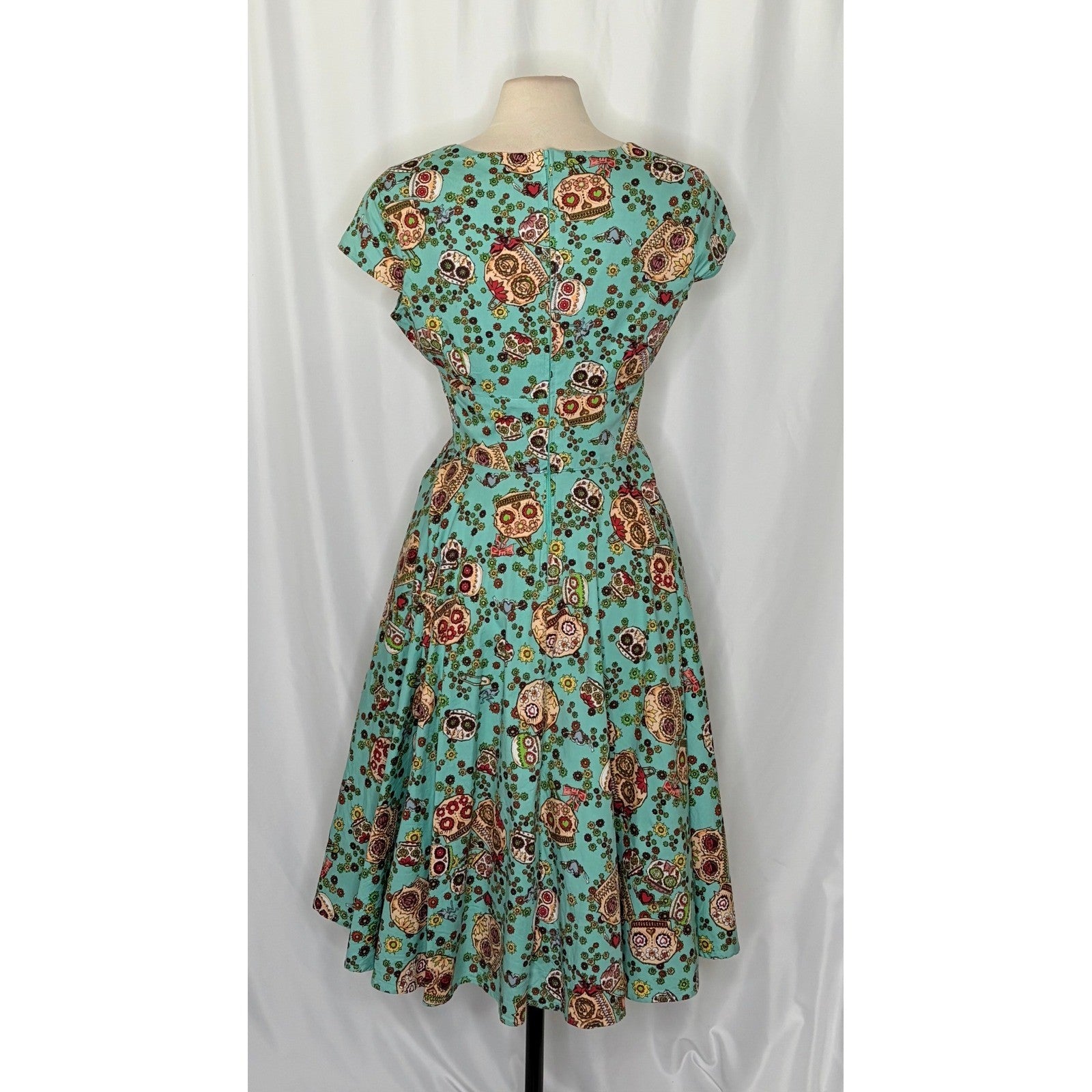 HELL BUNNY Sasha Sugar Skull Dress Dia De Los Muertos Rockabilly Retro Large