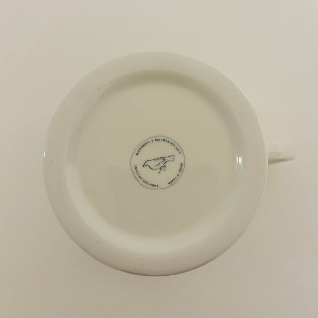 ANTHROPOLOGIE Letter "P" Monogram Mug White Minimalist Coffee Tea Farmhouse P