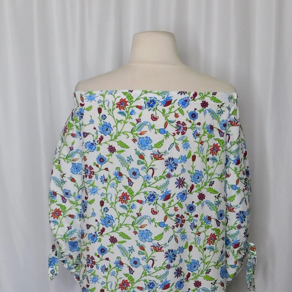 J. MCLAUGHLIN Natasha Tie Sleeve Off Shoulder Floral Top Blouse Summer Small