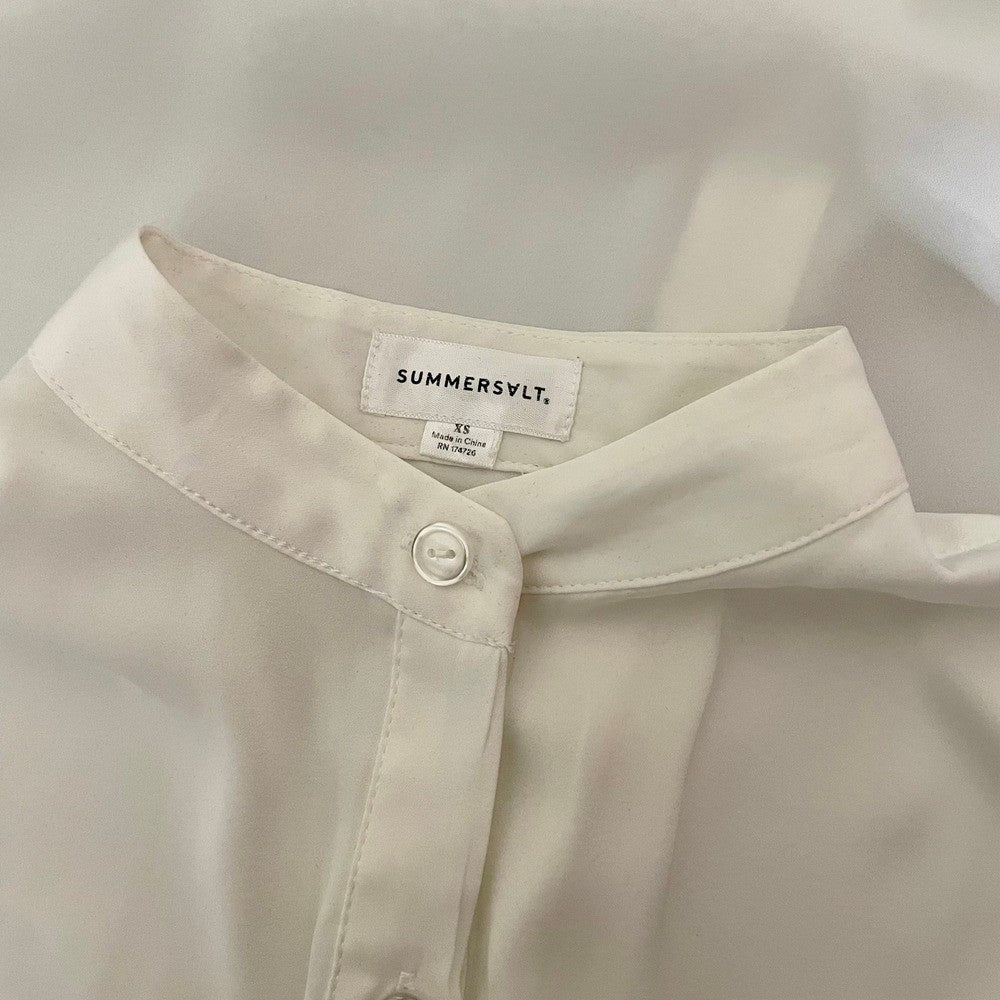 SUMMERSALT The Silky Luxe Short Effortless Shirtdress Cover-Up Solid White XS