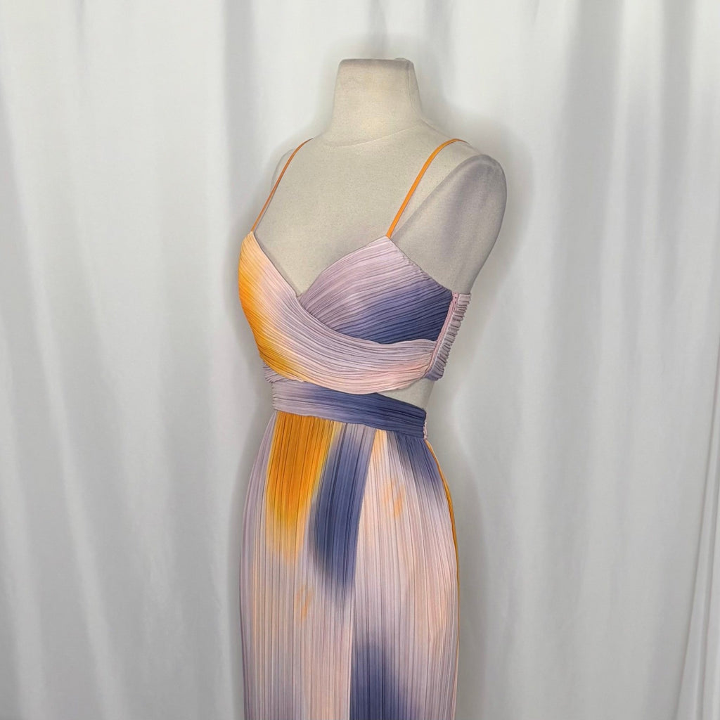 Revolve A.L.C. Sienna Dress Pastel Ombré Pleated Midi Dress Faux Wrap Size 6