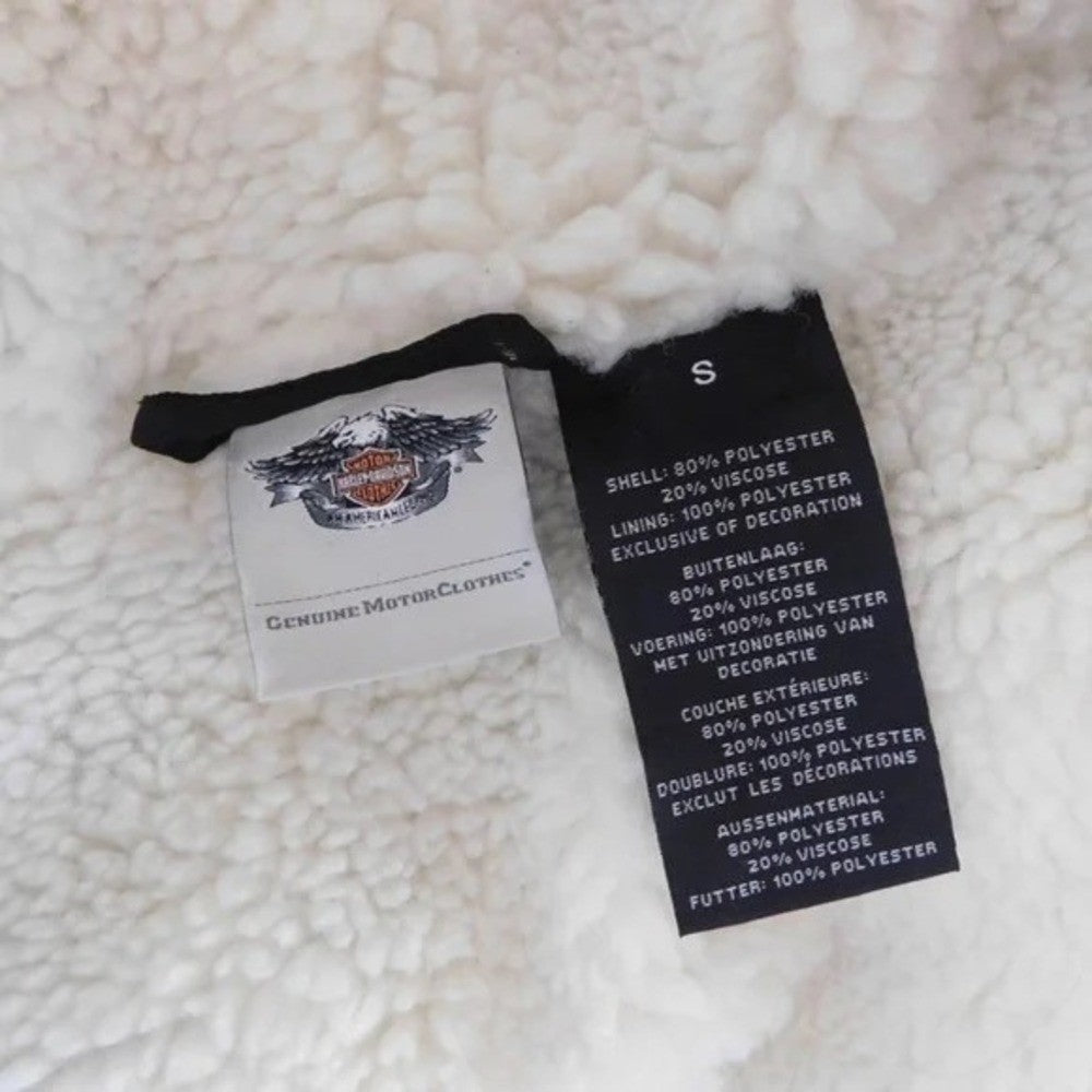 HARLEY-DAVIDSON Purple Black Plaid Fleece Sherpa Lined Coat Moto Motorcycle S