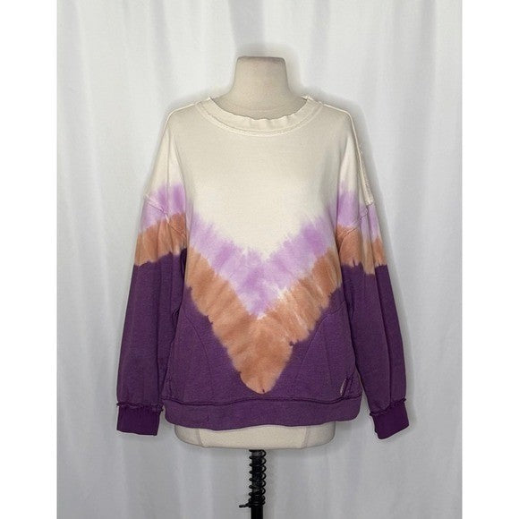 FP Movement FREE PEOPLE Ombre Metti Crew Sweatshirt Shirt Ombre Tie Dye Small