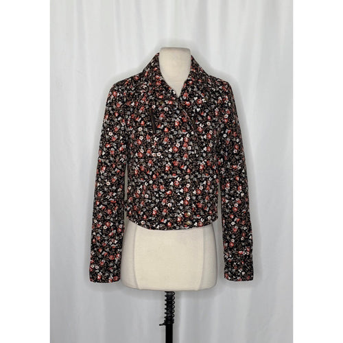 Anthropologie HEI HEI Cropped Tinsley Bomber Moto Jacket Floral Print Size 6