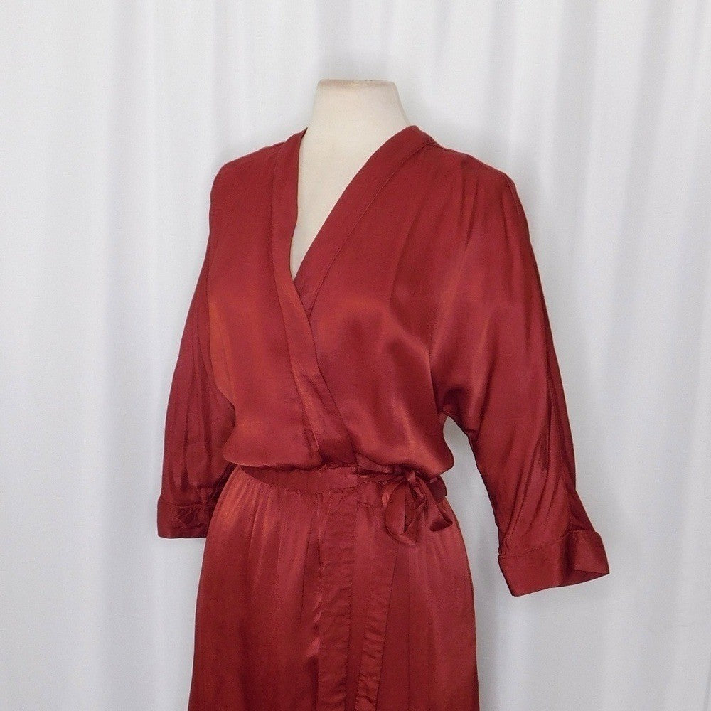 SCOTCH & SODA Maison Scotch Red Satin Wrap Dress Solid Party Cocktails Medium