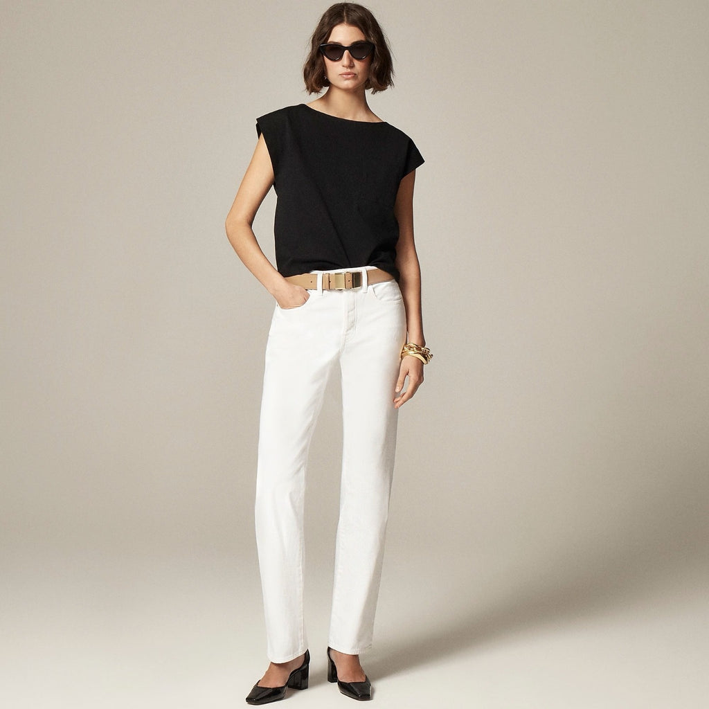 NWT!! J. CREW White '84 Slouchy Jeans Solid Button Fly Straight Legs Size 26