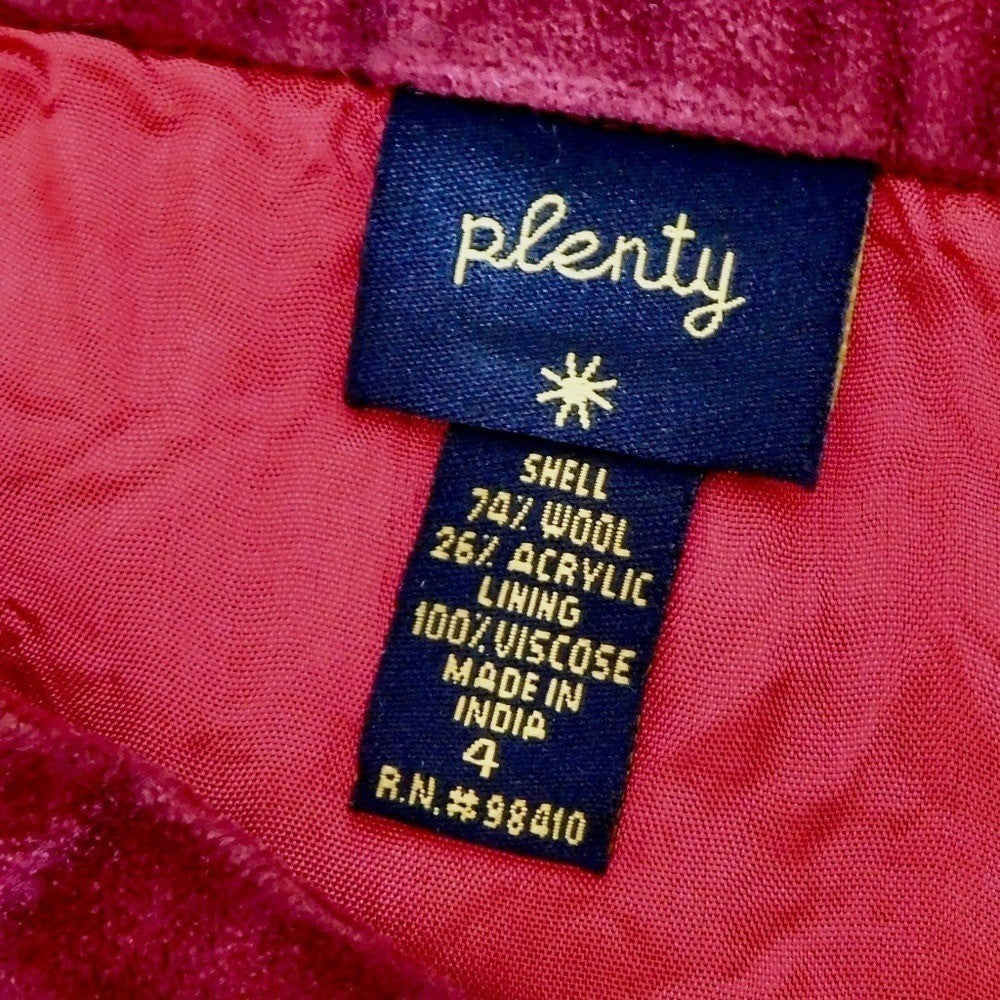 Plenty by TRACY REESE Red Wool Floral Embroidered Appliqued Skirt Size 4