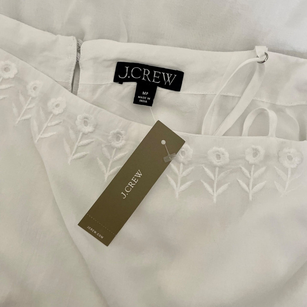 NWT!! J. CREW Sorrento Dress Cotton Voile Solid White Bridal Medium Petite MP