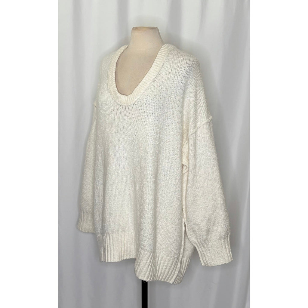 Revolve FREE PEOPLE Brookside Tunic Sweater Ivory Slouchy Solid Scoop Large