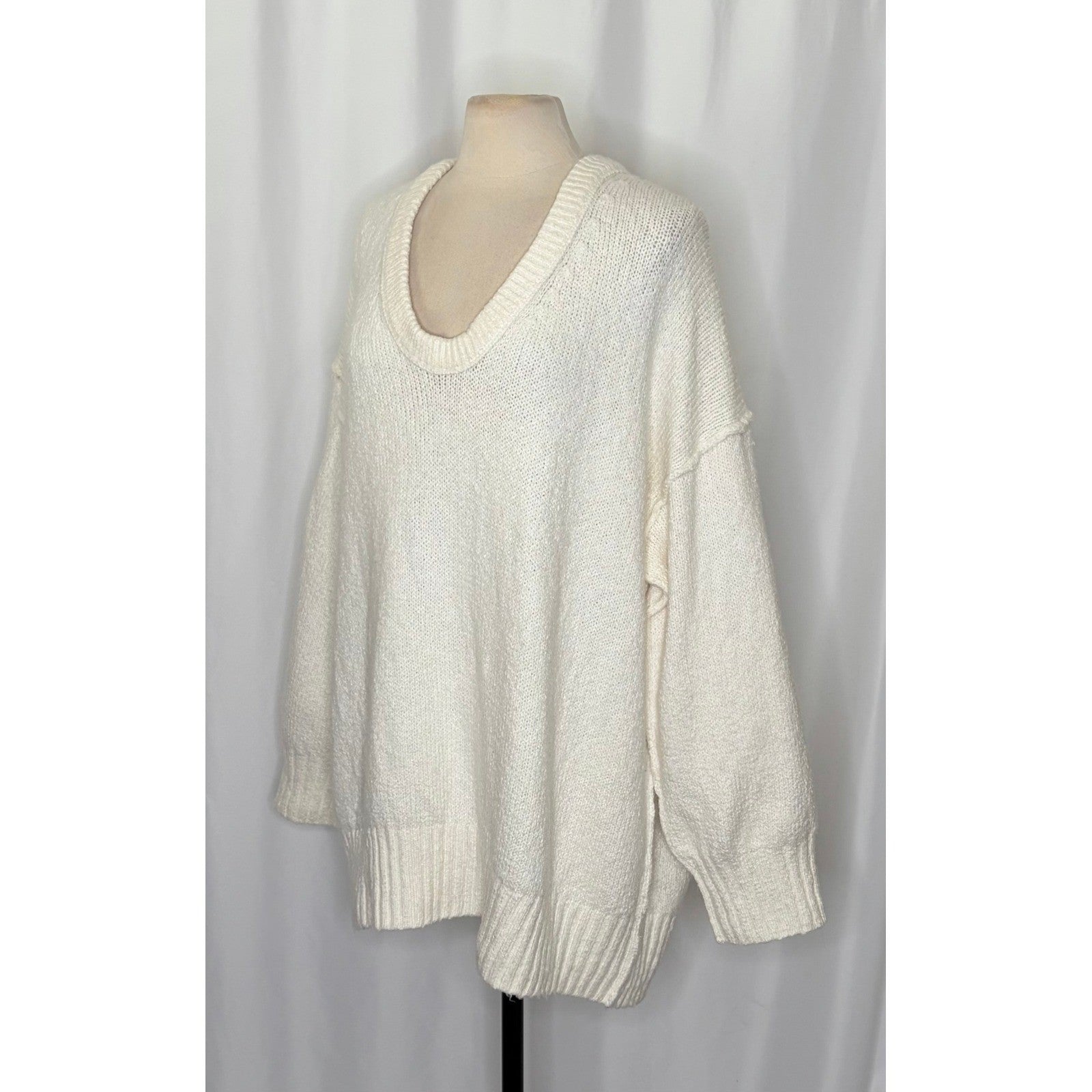 Revolve FREE PEOPLE Brookside Tunic Sweater Ivory Slouchy Solid Scoop Large