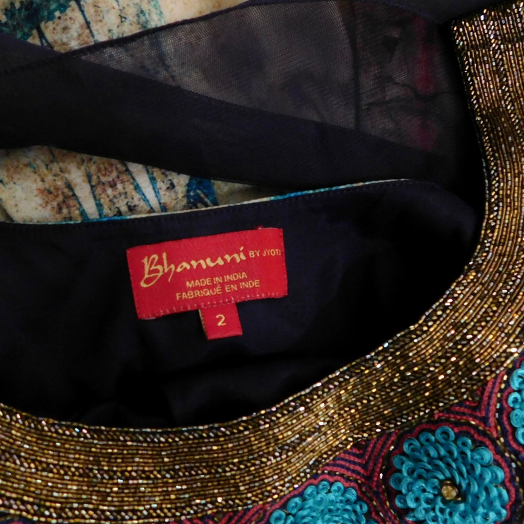 Anthropologie BHANUNI BY JYOTI Villette Dress Fit N' Flare Beaded Embellished 2