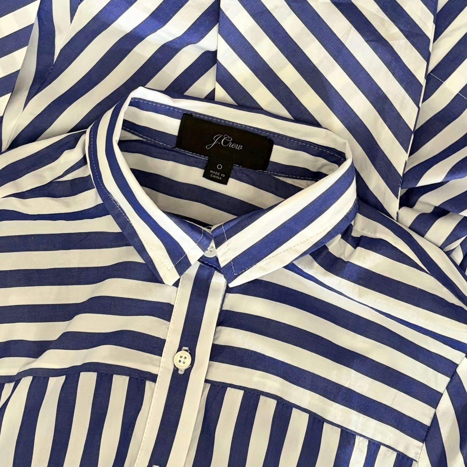 J. CREW Lighthouse Tie Waist Shirtdress Blue White Stripe Shirt Dress Size 0