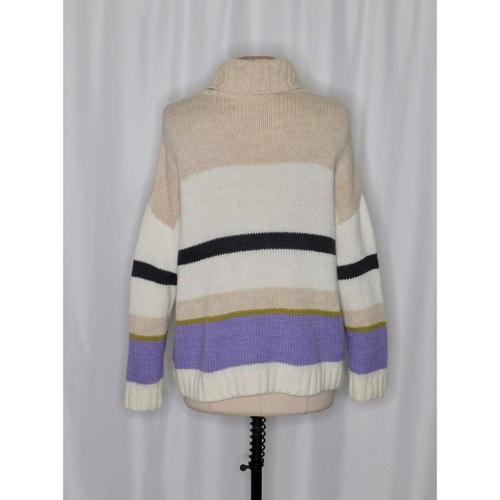 Anthropologie ALDOMARTINS Striped Turtleneck Sweater Aldo Martins Wool Small