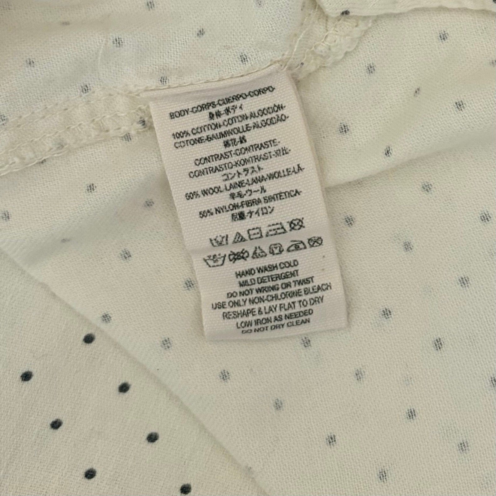 FREE PEOPLE Mixed Media Sage Buttondown Shirt Wool Western Polka Dot Medium