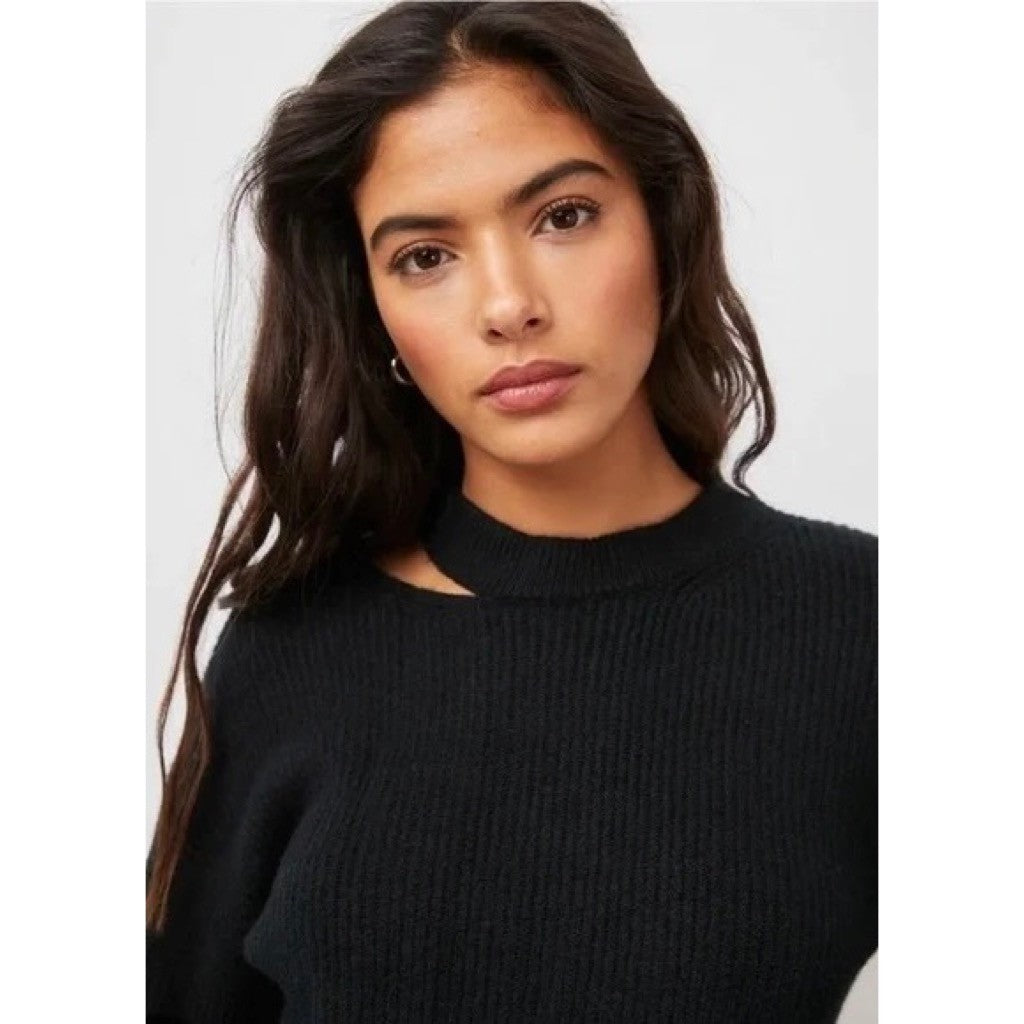 RAILS Alexi Cutout Sweater Solid Black Ribbed Pullover Knitwear Large