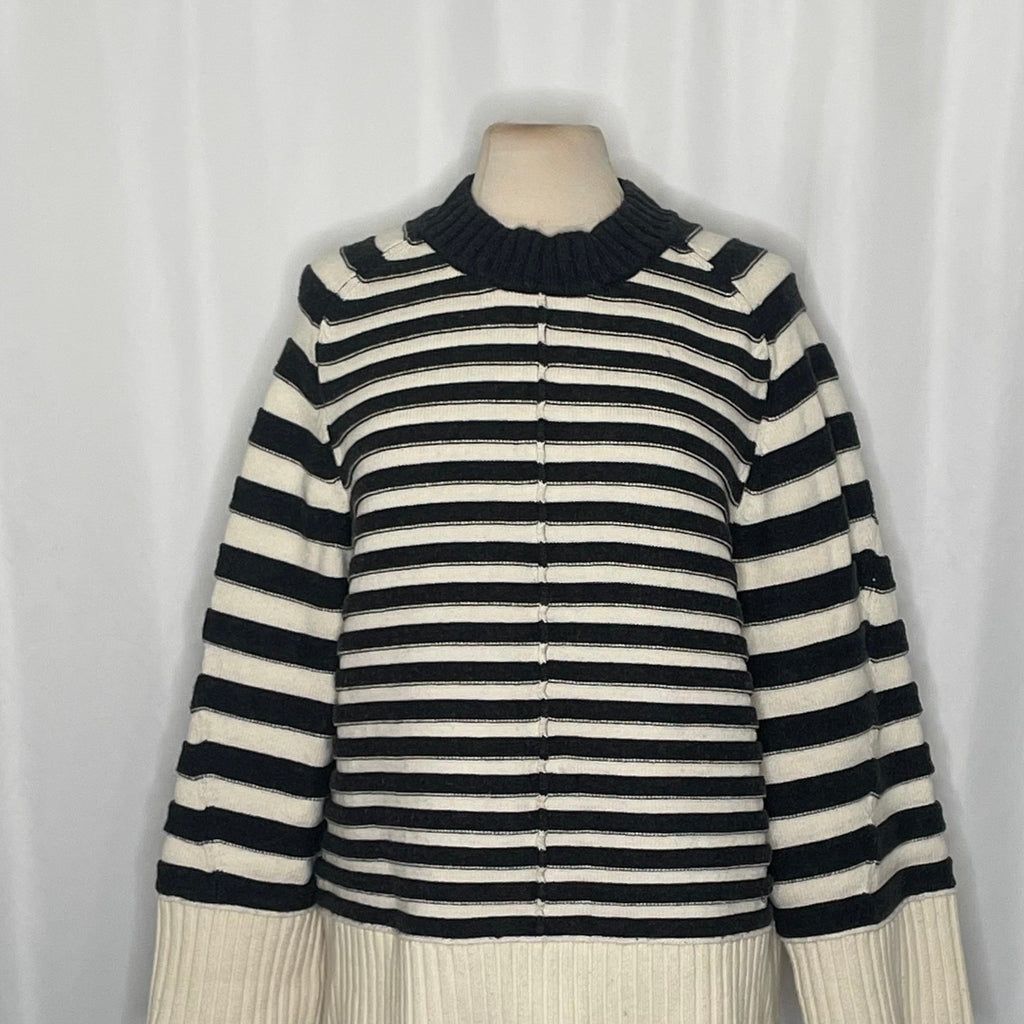 Anthropologie MAEVE The Chandler Crew Neck Relaxed Sweater Striped Gray Medium