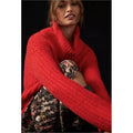 Anthropologie MAEVE Cowl Neck Pullover Sweater Knit Solid Red Turtleneck Small