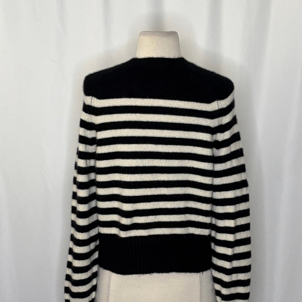 EVERLANE The Boxy Crew in Cashmere Black White Striped Pullover Sweater Small